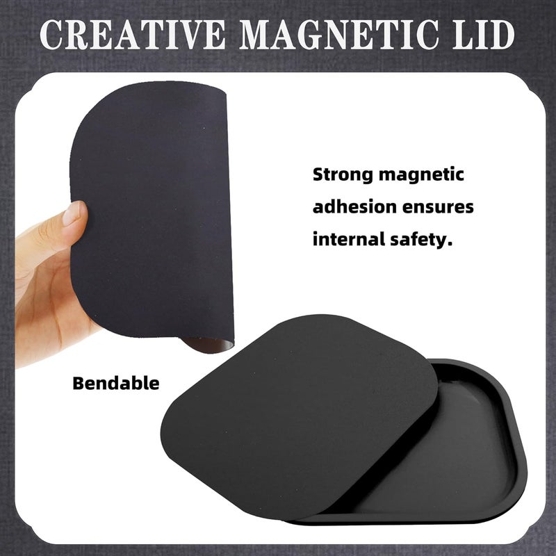 PYSEA Small Metal Tray with Magnetic Lid, Cute Decorative Tray, Ideal Storage for Home or Travel, 7 x 5.5 Inches (Black) - Image 4